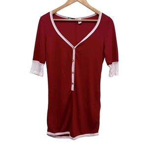 BDG Thermal Waffle Knit Red Lounge Romper Size Large